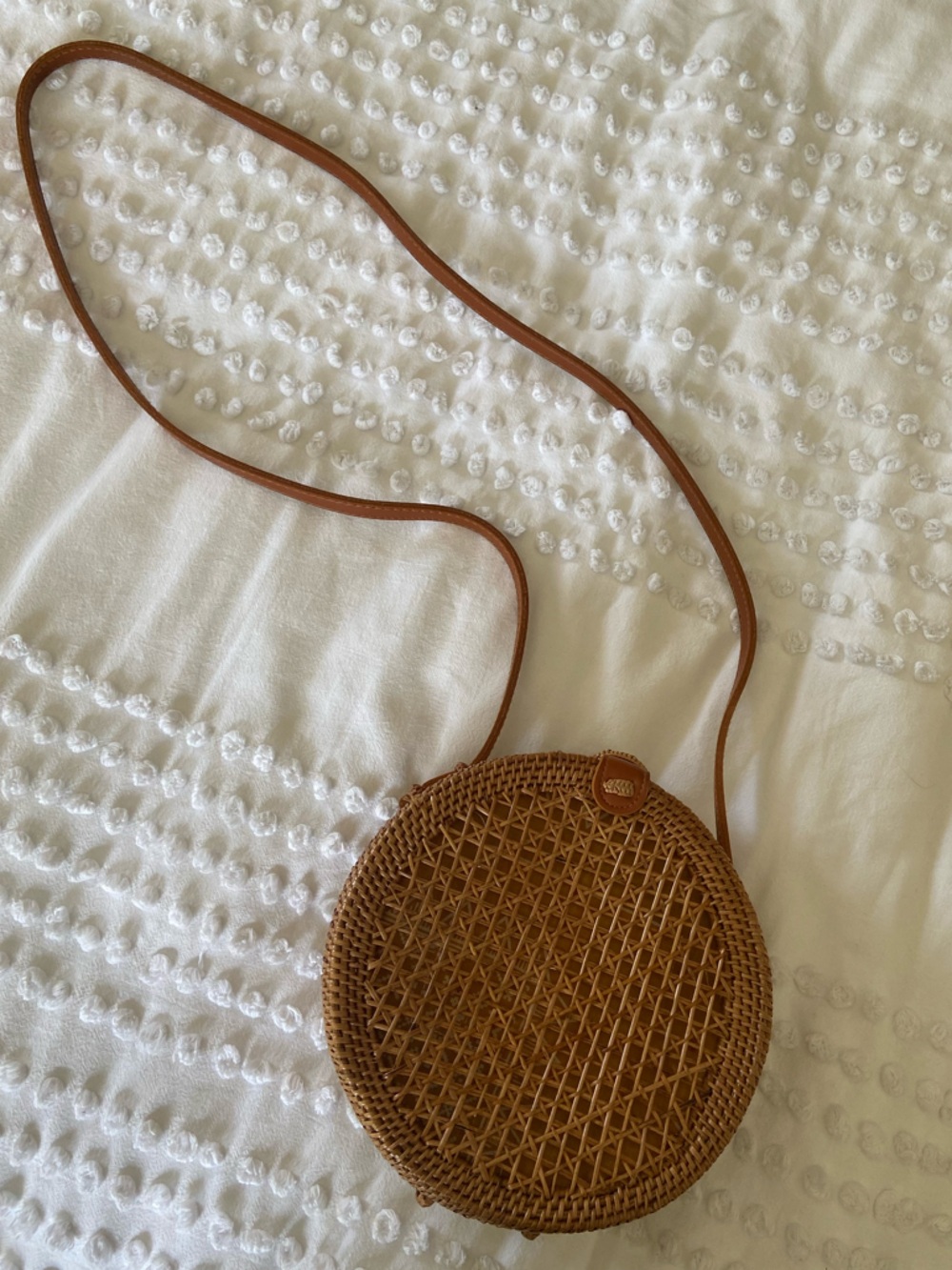 Anthropologie Handwoven Round Crossbody Bag